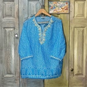𝅺ANNE Carson Floral Tunic with Embroidered Trim 1X